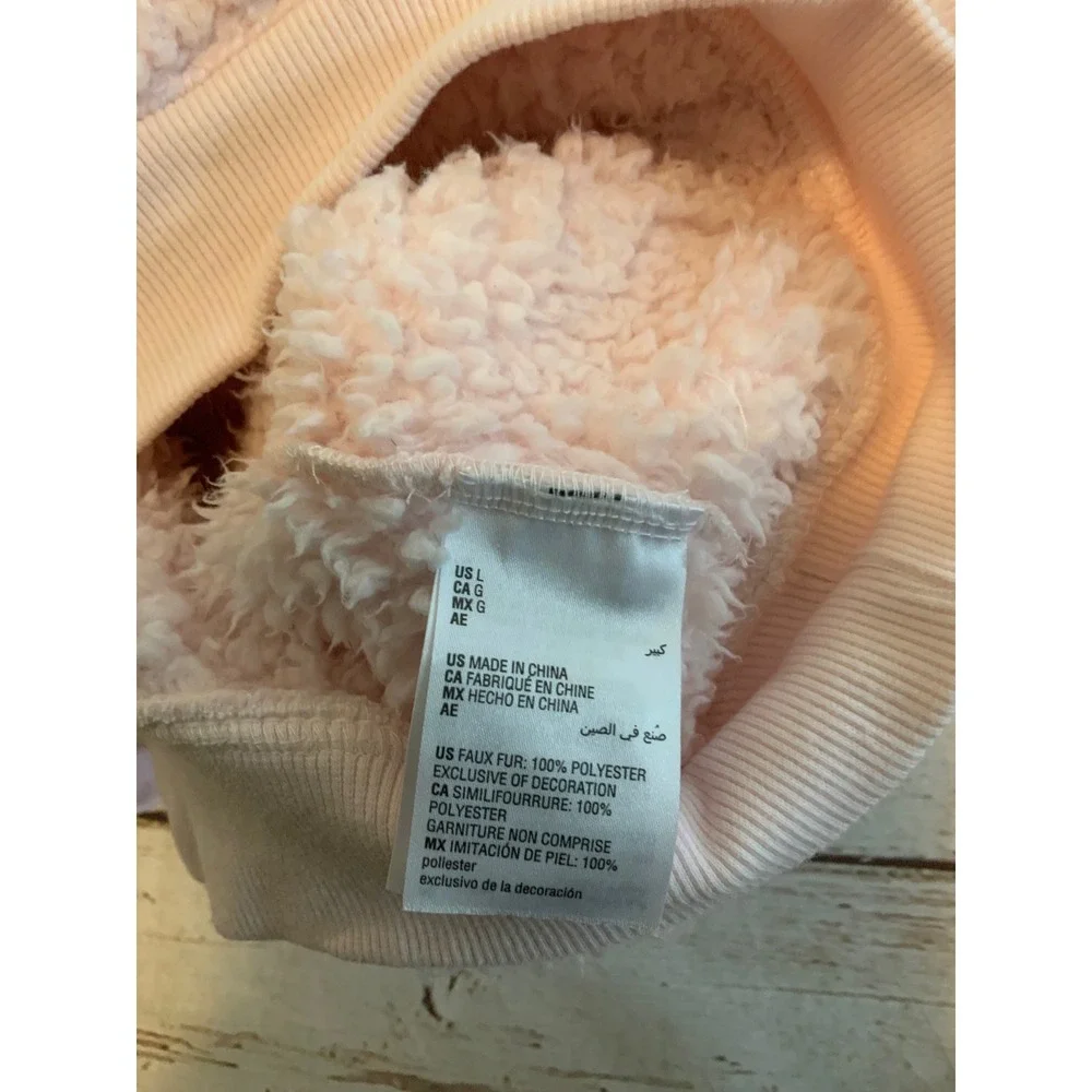 Fuzzy Cozy Pink Sherpa Fleece Quarter Zip Pullover Jacket Size Large